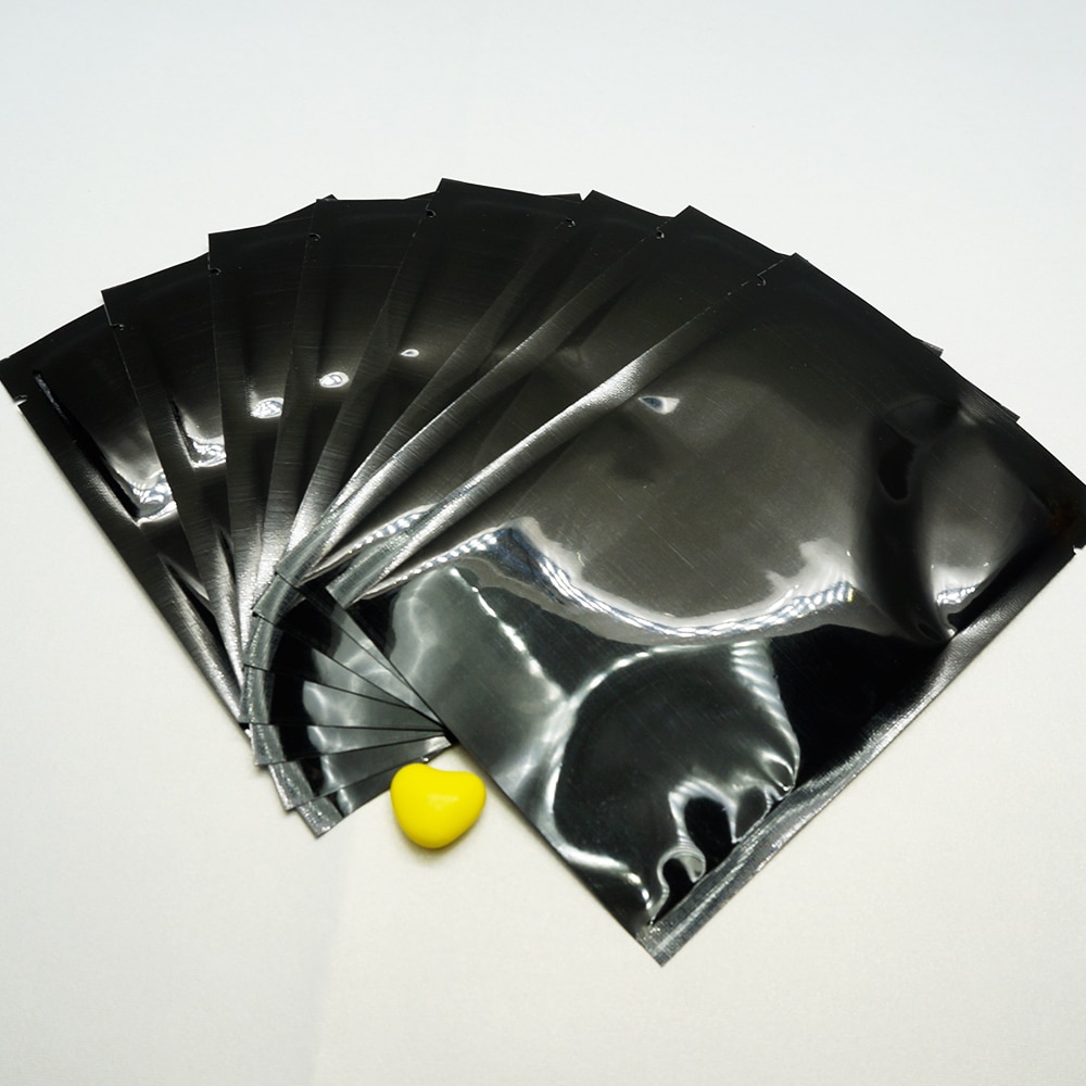 12x18 cm 컬러 일반 포켓 200 조각 x 블랙 열 씰 증거 알루미늄 호 일 가방 눈물 노치, 액체 포장 비닐 봉투